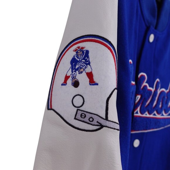 NWOT Starter NFL New England Patriot Bomber Jacket Sz M Blue Quilted Wool Blend - Picture 3 of 14
